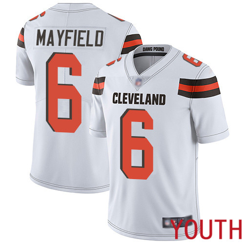 Cleveland Browns Baker Mayfield Youth White Limited Jersey #6 NFL Football Road Vapor Untouchable->youth nfl jersey->Youth Jersey